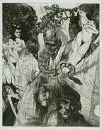 Four Furies. 1995, etching, aquatint, 'Dante Comedy Hell' series, Plate 9, 19 by 25 cm. $200